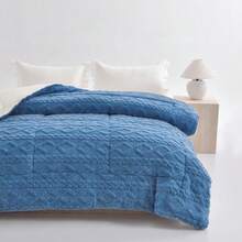 Luxurious Taffeta Comforter - All-Season Soft Thick Bedspread, Quilt With Microfiber Fill, Machine Washable Queen/King Size Comforter For Bed, Guest Room & Hotel Use - Contemporary Bedding, Throw Blanket For Bed, Soft And Warm Blanket, Soft And Thick Comforter, Soft Bed Throw Blanket, White Throw Blanket For Bed, Soft Comforter, Throw Blankets For Bed, Soft Thick Blanket, Thickened Blanket, Thick Comforter Blanket, Blanket Throw For Bed, Thick Single Blanket, - Màu xanh lam - Xem 3