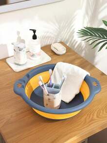 1 pièce Cuvette de lavage pliable portable, rangement pratique, évier pliant rond économise de l'espace, cuvette de lavage pliable en plastique polyvalente et portable pour la vaisselle, le camping, les voyages, la lessive, cuvette pliante pour la rentrée scolaire