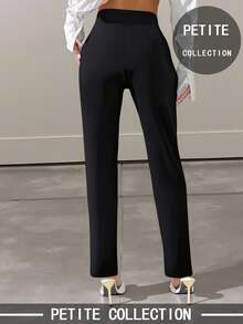 女士优雅简约低腰直筒裤，商务休闲裤，适合通勤、商务着装、办公室穿着，秋冬季皆宜。 - 黑色 - 查看 4