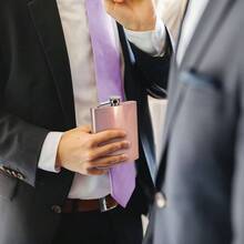 - Frasco hologrfico de sirena con purpurina de acero inoxidable con embudo, de boda, padrino de boda - Dama de - Oro Rosa - Ver 5