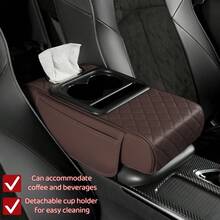 Car Center Console Armrest Pillow Arm Support Sleeve, Thick Armrest Pad, Size 13in * 7in, Thickness 3in, Detachable Cup Holder For Easy Cleaning (Can Accommodate Coffee Cups And Cola Drinks), Car Interior Accessories