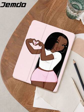 1 st. trendigt och sexigt tjejmönster surfplatteskyddsfodral, kompatibelt med iPad 10.2", iPad (A16) 11", 11:e generationen 2025 iPad 8:e/9:e/10:e, iPad Air 4:e 10.9", Galaxy Tab S6 Lite 10.4", /, fallskyddat, med pennfack, stöd för viloläge/väckning, romantisk present