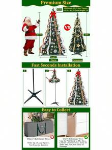6 FT Prelit Christmas Tree With 200 Warm & Multicolor Lights Modes & Timer Fully Decorated 103 Ornaments, Collapsible Pull Christmas Tree With Lights For Indoor Home Party DecorHalloween Christmas New Year