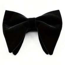 1 Piece Men's Velvet Bow Tie Pre-Tied Oversized Bow Tie Formal Tuxedo Bow Tie Large Bow Tie - 黑色 - 查看 2