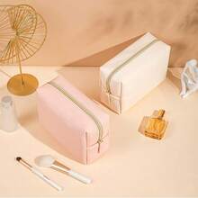 GFU Makeup Bag, Travel Cosmetic Bag For Women, Large Capacity Travel Toiletry Bag Waterproof PU Leather, Multifunctional Cosmetic Pouch For Girls, Women And Moms Gifts, Beige White{"Color_name":"Creamy"} - 奶油狀 - 查看 7