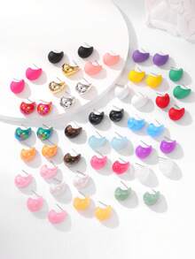 10-50pcs/Set Fashion Dopamine Colorful Water Drop Shaped Earring Sets, Lightweight Material, No Burden, Suitable For Women's Daily Wear