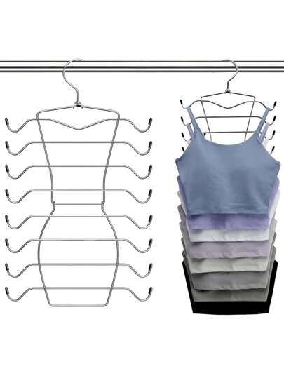 1pc Multi-Use Closet Hanger: Ultra-Slim Space Saving Design With Non-Slip Grips For Secure Holding. Organizes Bras, Tank Tops, Camisoles, Swimwear, Ties & Delicate Dresses. Perfect For Closet Organization, Bedroom Storage, Travel & Small Spaces. Ideal For Women, Fashion Enthusiasts, Travelers & Organized Homeowners.
