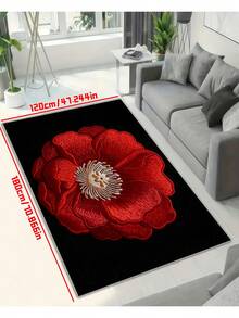 Red Rose Flower Doormat, Entrance Front Door Mat, Outdoor/Indoor/Bathroom/Kitchen/Bedroom/Entryway Decorative Rug