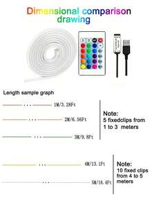 1pc RGB LED Neon Flexible Light Strip, Multi-Color Adjustable, With Remote Control, DIY Moldable Design, USB Powered, Suitable For Christmas, Movie Theme, Home Decor And Party Atmosphere, Home Decoration, Living Room Lighting, Holiday Party, Wedding And Christmas Celebration - 24-key Neon Lights - View 5