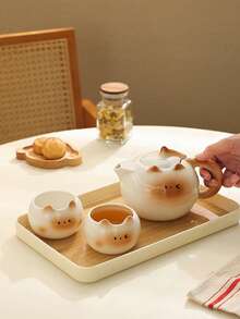 1 pieza Tetera de cerámica con diseño de gato lindo, taza de té de gato siamés, juego de tetera pintada a mano de manera exquisita, adecuado para decoración del hogar, juego de té para reuniones, merienda, té negro, té de flores, taza de té, regalo, decoración navideña