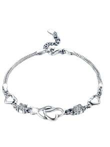 سوار جديد بتصميم قلبين مرصع بالراين ستون، سوار على شكل قلب يرمز للسعادة للنساء