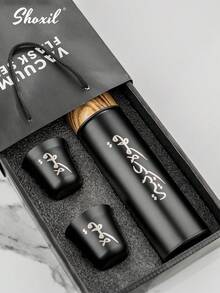 shoxil 3 件套 500 毫升咖啡瓶，带两个 80 毫升杯子套装，咖啡旅行杯，不锈钢真空隔热杯，带防溢盖
