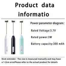 2-en-1 Mousseur à lait électrique portatif mini, batterie rechargeable USB 18650 en acier inoxydable, 3 réglages de vitesse, 11000 tr/min, fabricant de mousse de lait à cappuccino portable, accessoires de cuisine fouet à œufs, fouetteur de blanc d'œuf