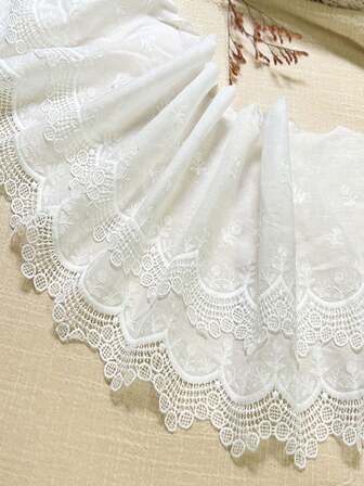 1 yarda de Ribete de doble volante bordado de algodón, borde de tela decorativa DIY para costura de ropa, manualidades