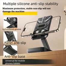 Supporto per telefono regolabile a 360°, struttura in metallo robusta, finitura in legno di noce, pieghevole per tavolo e viaggio, compatibile con Apple 16/15/14/13 Pro Max/12/11, iPad Mini, organizzazione desktop salvaspazio, ottimo regalo per utenti Android e iPad