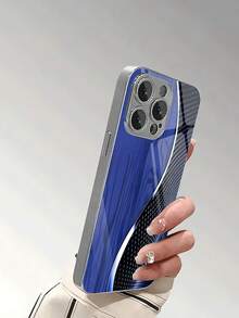 1pc Blue Scale Pattern Stripe Mobile Phone Case, Suitable For IPhone17/17air/17pro/17promax/ 1/11pro/11promax/12/12pro/12promax/13/13pro/13promax/1414plus/14pro/14promax/15/15plus/15pro/15promax/16/16pro/6plus/16promax/16e, Galaxy A52/A53A54/A55/A5, S21/S2/S2/24s25 Plus, Ultra, With Lens Protection, Fashion, Advanced Protection, Is A Great Gift For Ladies, Men, Girls And Boys - Silver - View 3