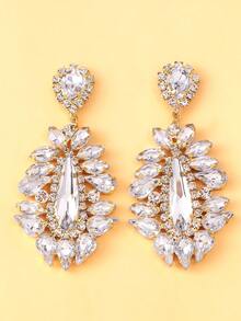 1 Cặp bông tai mặt dây chuyền hình giọt nước lấp lánh, thiết kế bông tai đính đá cho nữ - Vàng - Xem 7