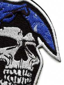 1PC Blue Bandana Skull Patch West Coast California Rapper Embroidered Iron On - Multicolor - View 6