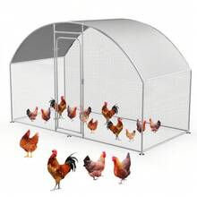 Advwin Metal Chicken Cage, 300x150x183cm Chicken Runs With Cover, Chicken Pen House With Waterproof & Anti-UV Cover, Lockable Door, Poultry Cage For Yard Outdoor Duck Rabbit