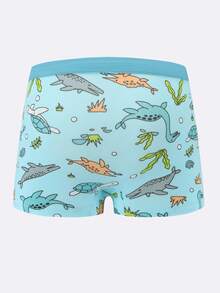 4pcs/Pack Boys' Soft & Comfortable Dinosaur Fossil Print Briefs, Kids & Teens
