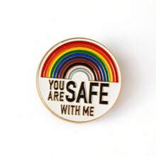 1pc Creative Rainbow Letter Badge Brooch, Fashion Enamel Lapel Pin, Collar Pin, Clothing Brooch, Metal Brooch, Fashion Jewelry Gift For Friends Christmas