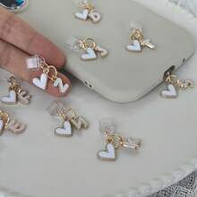 26pcs Heart-Shaped Dust Plug, Dust Plug Decoration, Heart Phone Dust Cover, English Alphabet Heart Hanging Dust-Proof Phone Charging Port Accessories, Gift For Friends, Christmas Gift Gifts For Mother, Family, Friends, Birthday, Holiday Phone Accessories Phone Charm - White Type-c - View 3