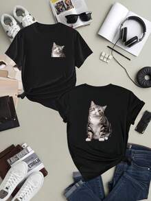 Customizable Women's T-Shirt - Casual Round Neck Short Sleeve, Custom Photo & Text Print, Soft Breathable Fabric, Regular Fit, Machine Washable, All-Season Wear, Custom T Shirt,Fall Clothes For Women, Winter Clothes For Women