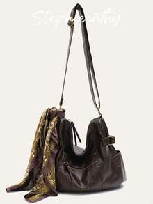 STEPHIECATHY 女士奢华休闲水洗PU皮革单肩包，多功能口袋，拉链封口，可调节长肩带，斜挎包，大容量，休闲百搭，适合通勤、日常使用、上学、购物、旅行，男女皆宜，时尚街头风，女士佳礼。 - 彩色 - 查看 16