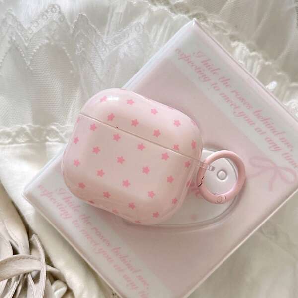 Pink Starry Sky Style Earphone Protective Case Compatible With Earphones Suitable For Home And Travel Use.