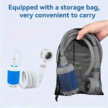 1pcs Portable USB Charging Watering System With Shower Pump- Multi-Purpose For Camping Shower/ Car Cleaning/ Pet Bathing/ Gardening Lrrigation, PVC Material Standard Thread, All-Season Outdoor Multi-Function Tool