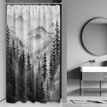 Black And White Forest Small Shower Curtain Stand Up Stall Shower Curtains Rv Narrow Nature Rustic Woodland Pine Tree Bathroom Decor, Waterproof Cloth Fabric With Hooks 48''W X 72''L{"Color_name":"BlackandWhite","Size_name":"48\"Wx72\"L(Packof1)"} - 多色19 - 查看 4