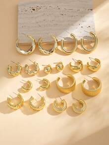 6/18pcs Elegant Geometric Earrings Set - Water Drop, Smooth C, Twisted C Designs, Chic & Stylish Jewelry Gift For Relatives, Friends, Couples, Holidays