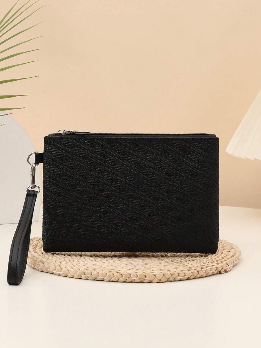 1pc Men's Clutch Bag, New U-Shaped Fabric Men's Handbag, Classic Versatile Minimalist Fashion Men's Bag, Multi-Function Small Square Envelope Bag, Crocodile Texture Wrist Bag - Multicolor - View 1