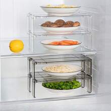 Multi-Layer Kitchen Refrigerator Shelf Organizer, Household Layered Divider Rack For Tableware, Spice Jars, Storage