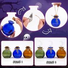 Potion Bottles Halloween Decoration, Set Of 4 Glass Potion Bottles With Corks And 10 Halloween Bottle Labels, Halloween Tiered Tray Decor, Halloween Decorations Indoor
