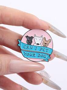 1PC Can I Pet Your Dog Enamel Pins Cartoon Cute Puppy Animal Metal Brooches Clothes Lapel Badge Funny Jewelry Gift For Friends