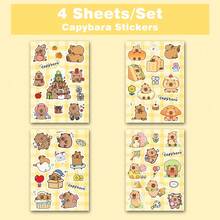 4pcs Cute Animal Graffiti Capybara Stickers Are Perfect Decorative Items For Cabinets, Phones, And Computers.