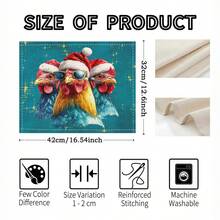 1/4pcs/10pcs Christmas Rooster & Snowflake Decor Table Runner & Placemats Set, Holiday Table Decor Fabric Runners, Home Decor, Gifts, Table Runners & Placemats Set Suitable For Indoor & Outdoor Celebrations, Seasonal Party Supplies, Kitchen Dining Table Decor, Party Table Decor, Home Room Decor Table Runners, Restaurant Decor Tablecloth