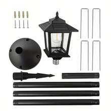 2pcs Hoodink Solar Powered Outdoor Lamp Posts - Black Patio Lights With Built-In Lithium Battery, Automatic Solar Garden Lighting For Pathway, Yard, Porch, Driveway - Modern Landscape Lighting, Solar Outdoor Lights, Pathway Illumination, Energyefficient Ligh - màu đen - Xem 9