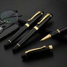 1 pièce Stylo à bille noir classique avec un poids conséquent - Flux d'encre fluide pour une écriture sans effort | Idéal pour les réunions d'affaires, la signature au bureau et la prise de notes des étudiants | Instrument d'écriture haut de gamme pour les professionnels, les cadres et les étudiants - Noir - Voir 8