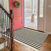 1pc Classic Striped Welcome Door Mat, Modern Minimalist Style, Super Soft Microfiber Absorbent Quick Drying Carpet, Christmas Gift, Easy To Clean, Absorbent Anti Slip Mat, Machine Washable Outdoor Carpet, Suitable For Use In Hallways, Living Rooms, Bedrooms, Kitchens. - 40*60 - View 1