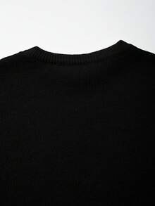 秋冬新款欧美风情人节情侣休闲宽松可爱爱心提花轻薄圆领套头毛衣 - 黑色 - 查看 9