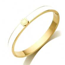 1 Set/4pcs New Fashion Roman Numeral Bangle Bracelet, Stainless Steel Resin Bracelet, Ring, Earrings, Gold Jewelry Gift Set For Relatives And Friends