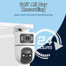 2-Pack/4-Pack Dual Lens Wireless Security Camera, PTZ Technology Monitoring, 2.4G WiFi, 5V Low Power Design, Auto Tracking, Full Color Night Vision, Two-Way Audio, AI Motion Detection, For Home And Street Security And Monitoring, Wireless Security Camera, Property Protection, Stylish Design, High-Quality Lens, Smart Monitoring, Property Monitoring, Hidden Monitoring, Night Vision Camera, Exquisite Packaging Suitable For Gifts - White - View 7