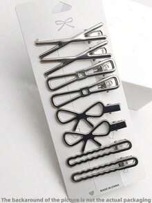 SZ6O Minimalist Versatile Hair Clips For Women, 8Pcs Set With Hair Pins & Claw Clips, Perfect For Daily Use & School Essentials - 銀級 3 - 查看 5