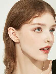 1 Pc Luxury Minimalist Set Of Micro-Solid Diamond Drop Ear Bar Claspers - Available In Gold, Rose Gold Or Silver Delicate And Exclusive Daily Commuting Accessory. - Silver - View 5