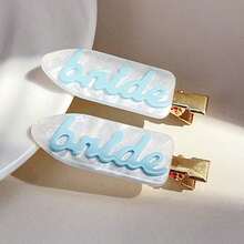 2pcs Sky Blue Wedding Hair Clips For Bride - Seamless Invisible Bangs & Side Claws, Non-Slip Plastic Teeth Grip, Bridesmaid Proposal Gift/Bridal Shower Favors (Something Blue Theme), School Stuff, Hair Accerssories - 多色 2 - 查看 2