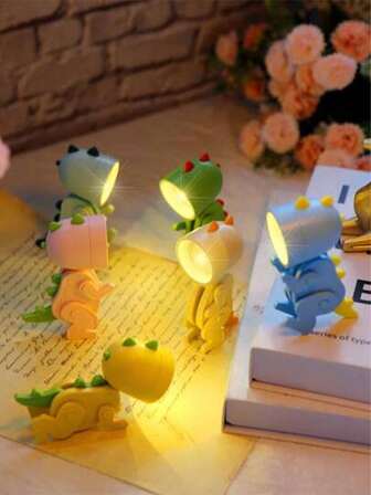 1ชิ้น ไฟประดับขนาดเล็กรูปการ์ตูน, ไฟกลางคืนบรรยากาศคริสต์มาส LED, ใช้พลังงานจากแบตเตอรี่ปุ่ม, โคมไฟกลางคืนขนาดเล็กพับได้รูปไดโนเสาร์น่ารัก, ไฟนางฟ้าในร่มสำหรับคริสต์มาส, ไฟกลางคืนสำหรับห้องเด็ก, ไฟ LED ในห้อง, ไฟประดับสำหรับวันหยุด, สำหรับตกแต่งบ้าน