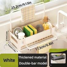 1pc New Kitchen Sink Caddy, Sturdy Thick Material With High Load Capacity, Enlarged Drainage Hole For Smooth Drainage, Large Storage Space For Sponges, Dish Soap, Scouring Pads, Rags, Suitable For Kitchen, Bathroom, Balcony