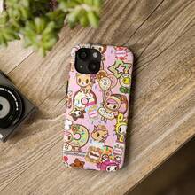 Pinky Donut Yummy  Phone Case, Cute Design, Scratch And Drop Protection Tough Case & Tough Phone Case -& Tough Phone Cover Hard Case Tough 2 - 混合色1 - 查看 7